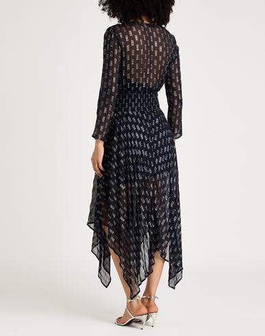 Woman Maxi dress Midnight blue Size 4 Viscose, Metallic fiber