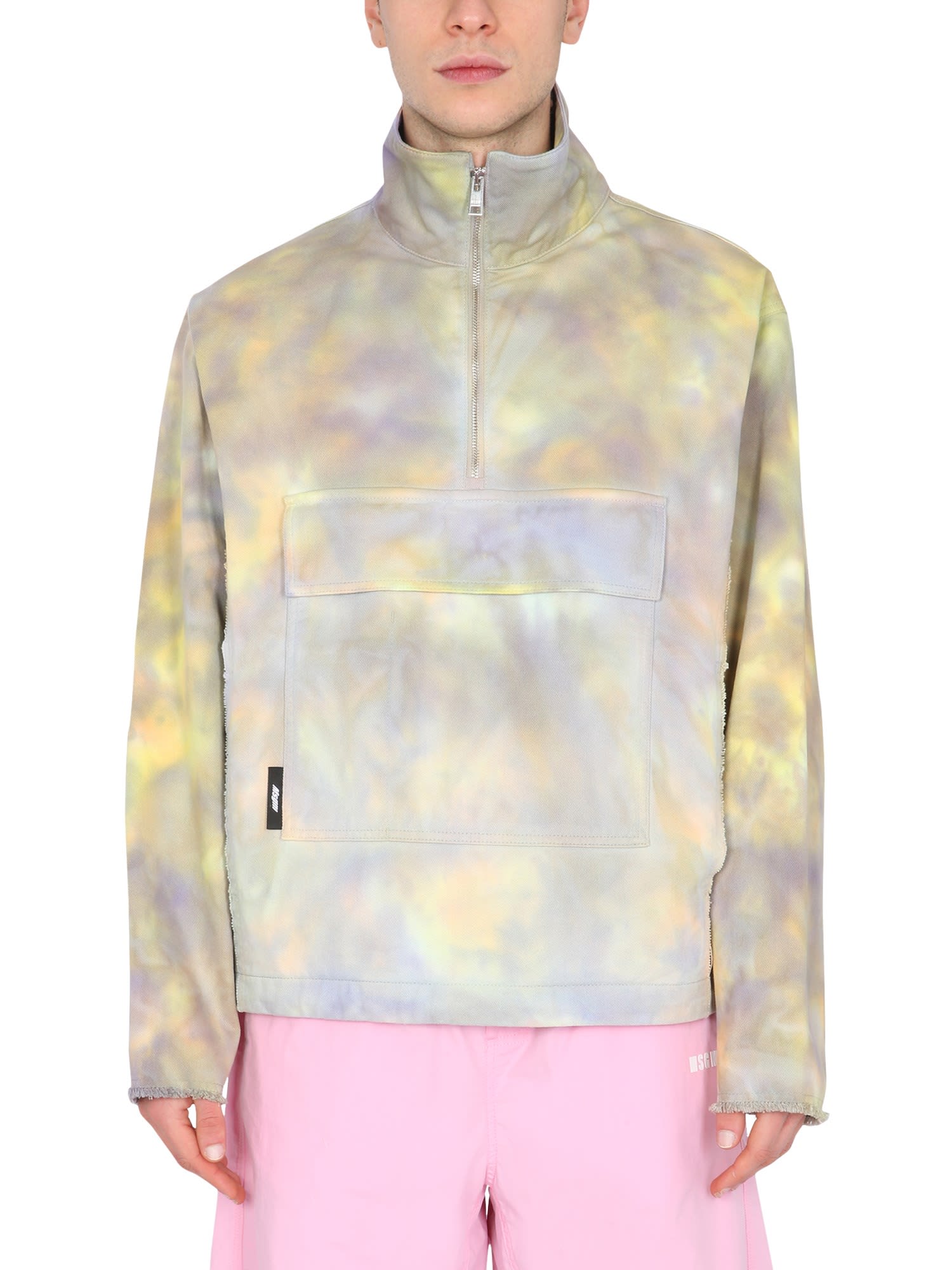 Tie-dye pattern half-zip sweatshirt