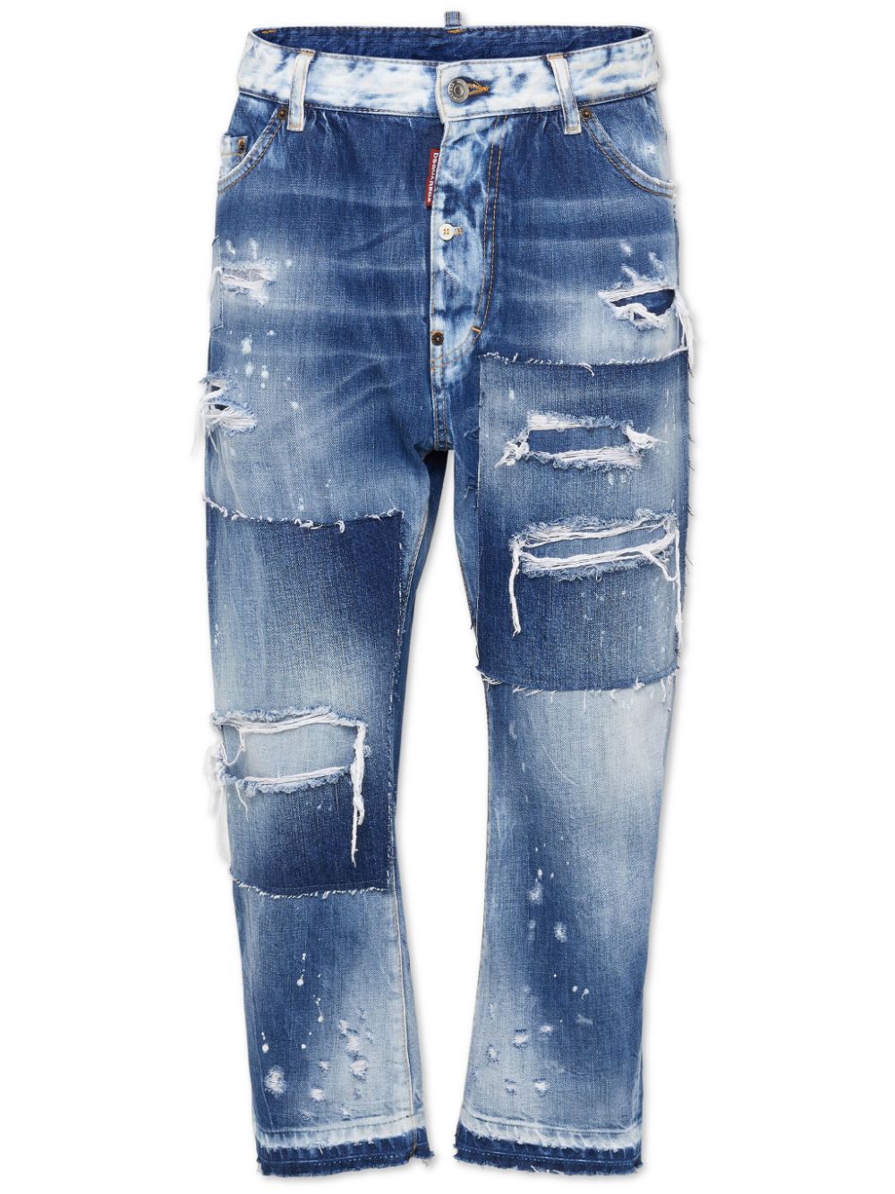 Patchwork cropped jeans - Blue