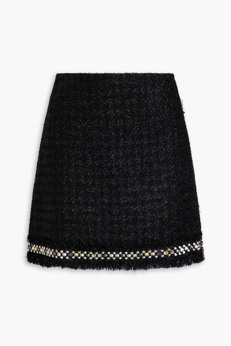 Studded tinsel-tweed mini skirt
