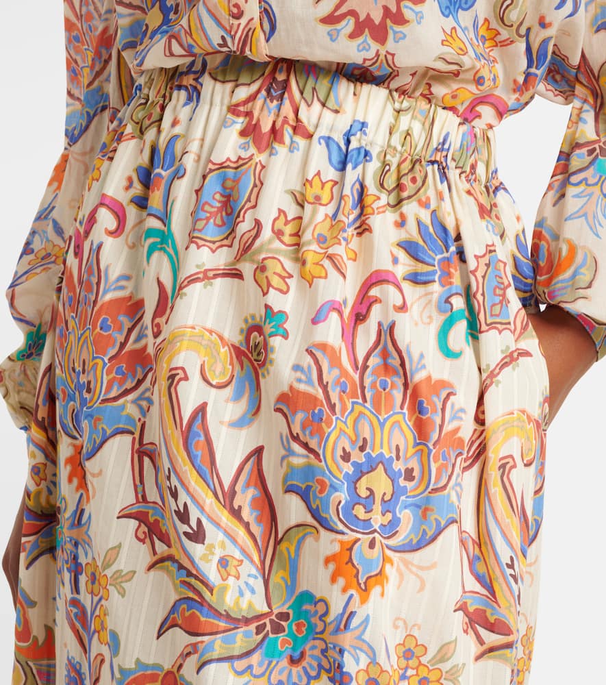 Paisley tiered cotton maxi skirt