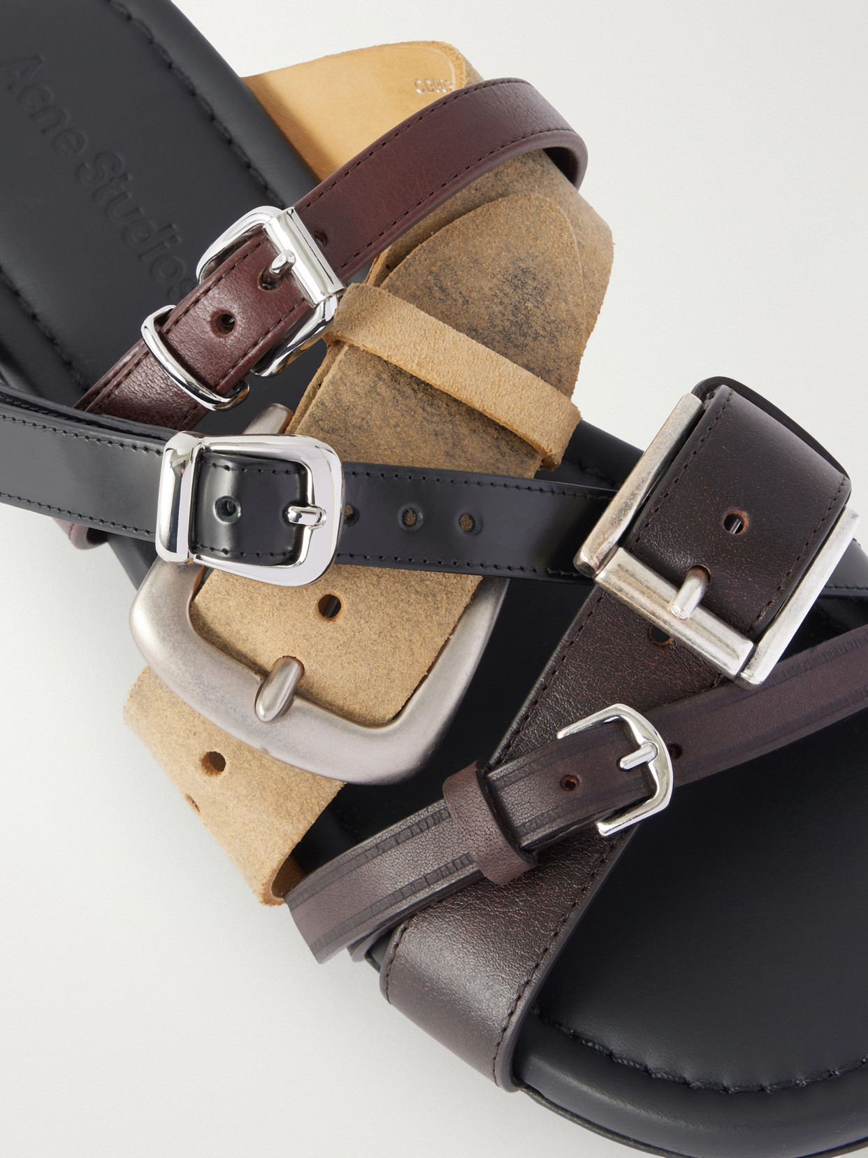 Buckled Leather Sandals - Black