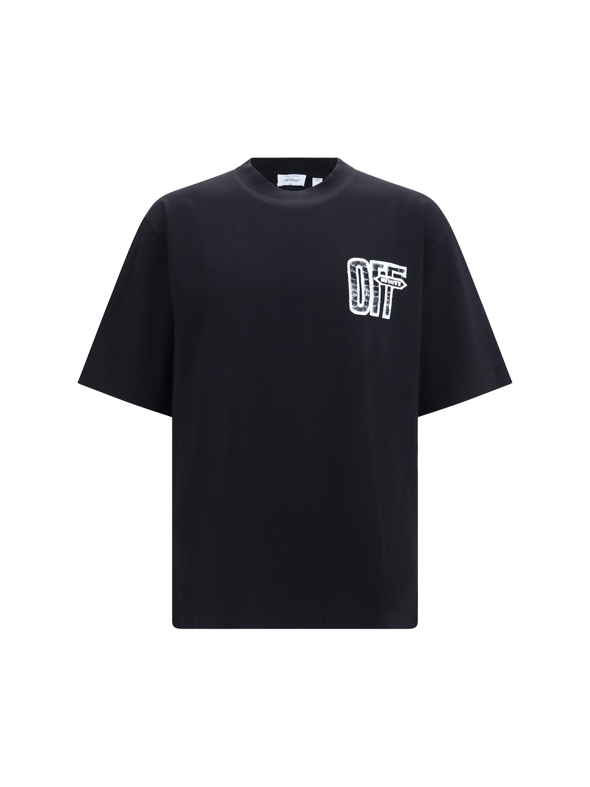 Logo-Embroidered Graphic T-Shirt — Black