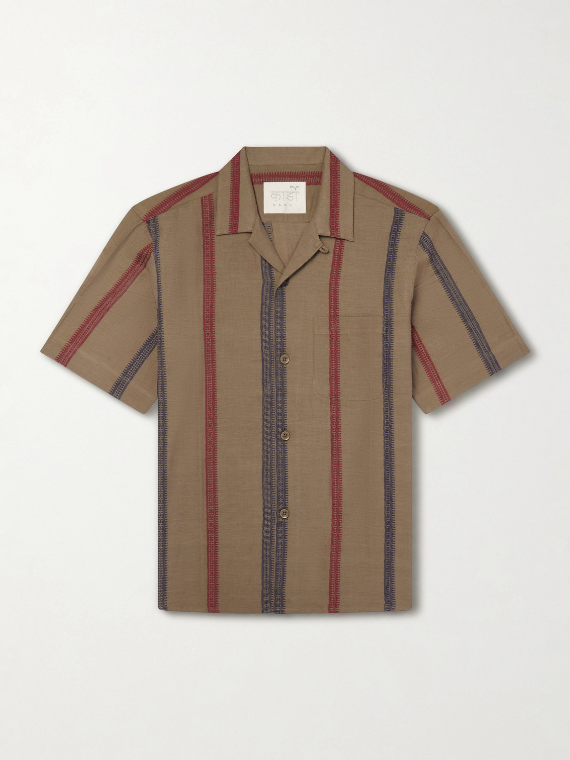 Ronen Camp-Collar Striped Jacquard-Knit Cotton Shirt