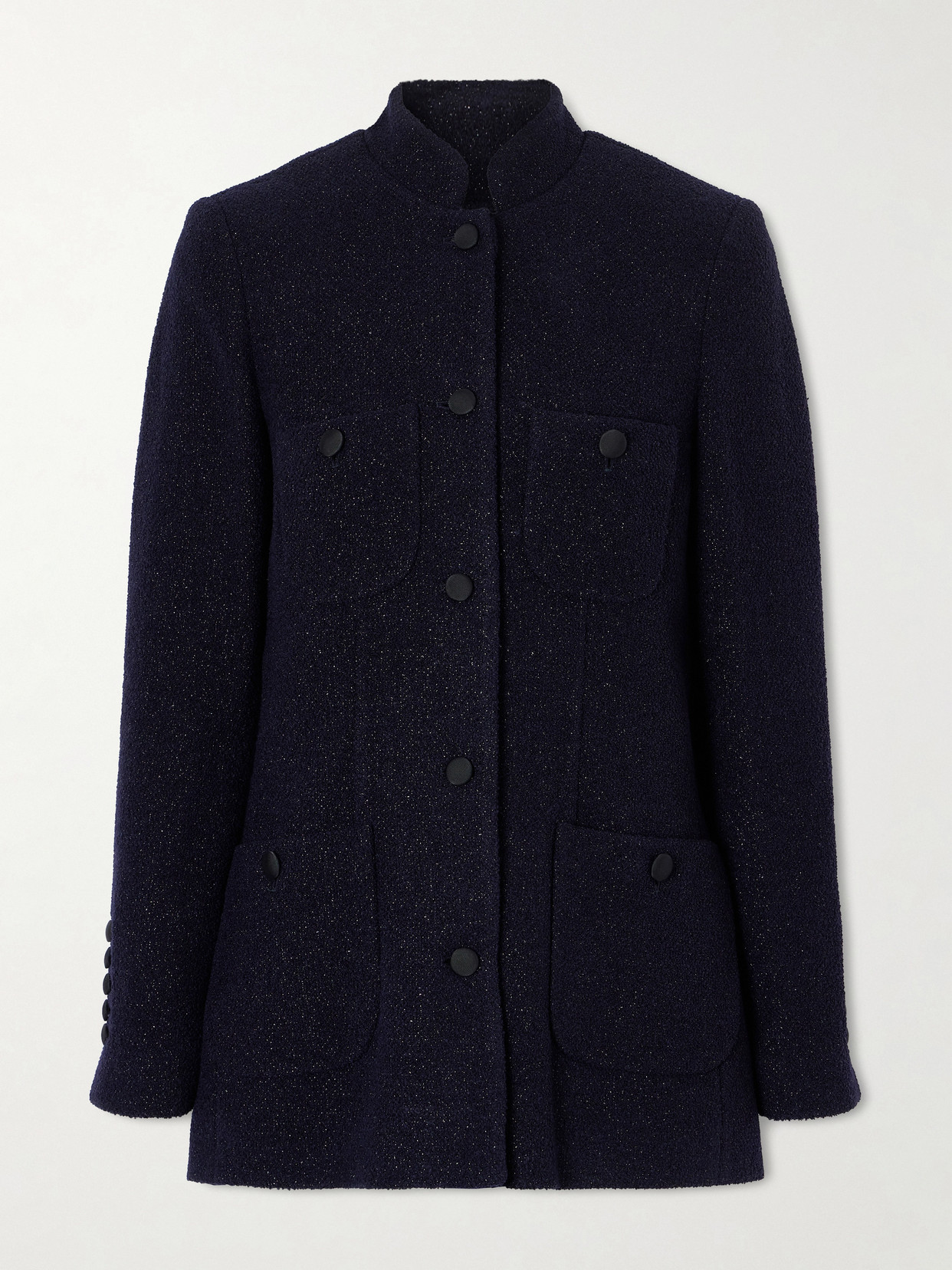 Raja Metallic Wool-blend Bouclé-tweed Jacket - Blue