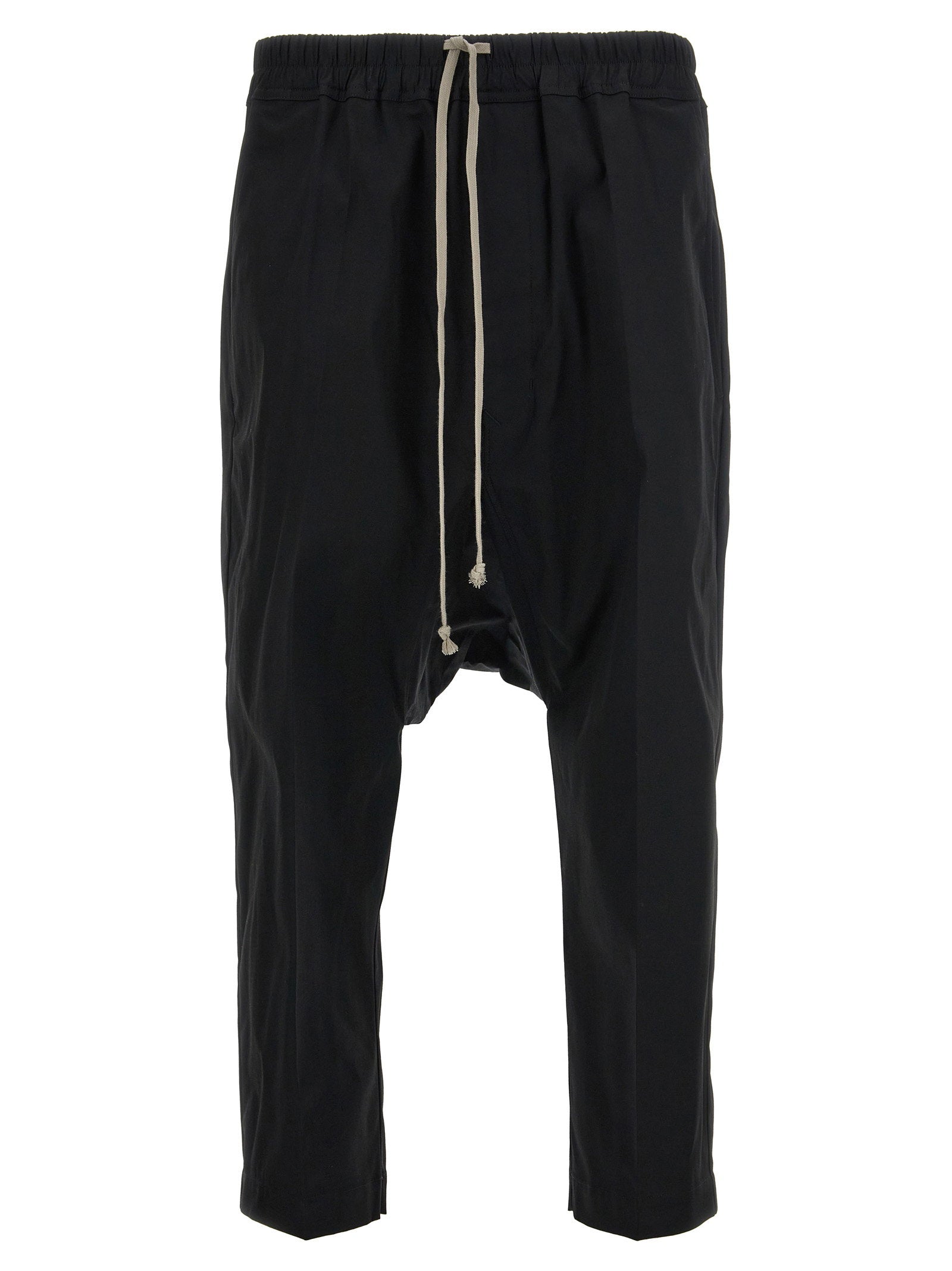 Drawstring Cropped Trousers — Black