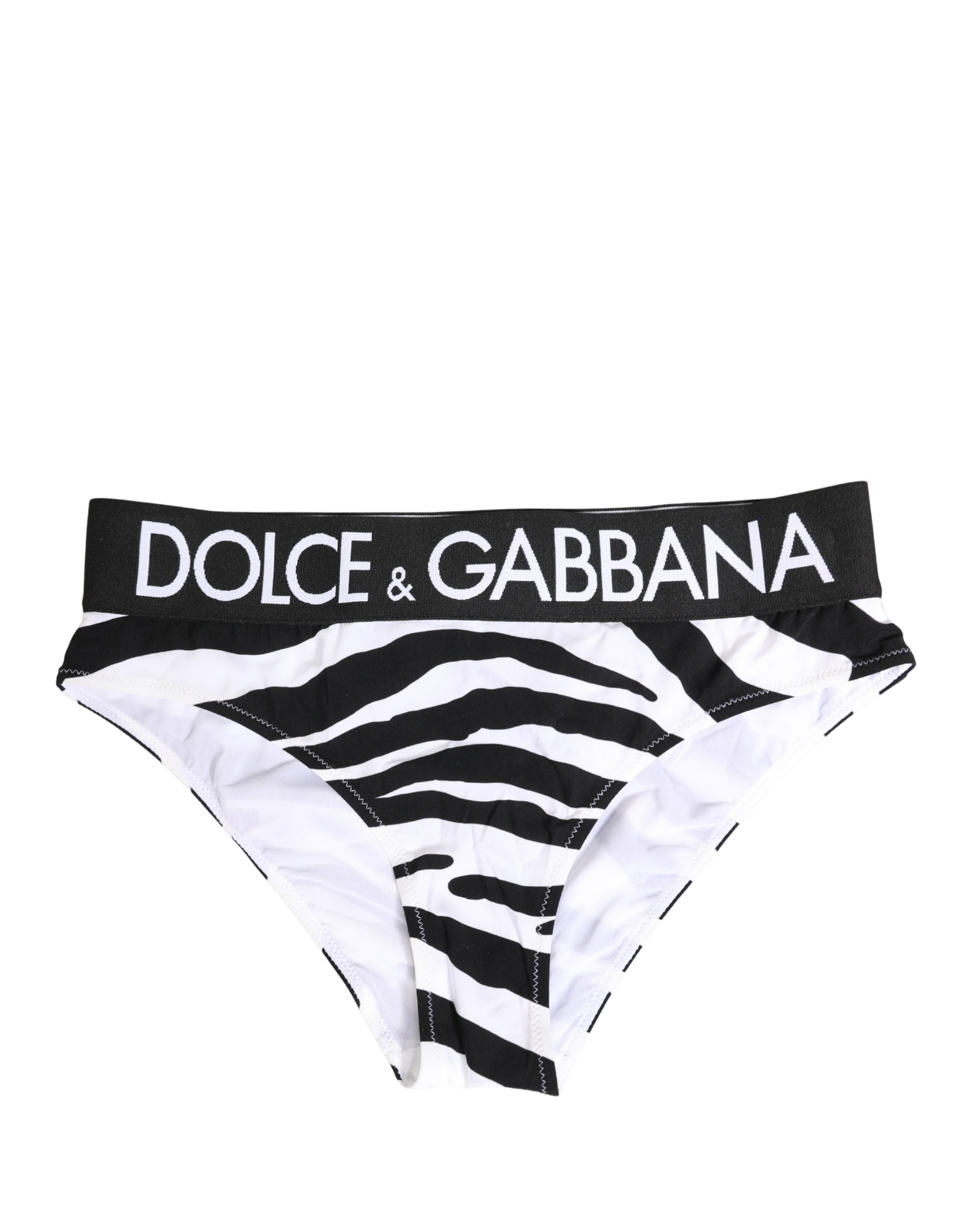 Zebra-Print Nylon Brief — Black