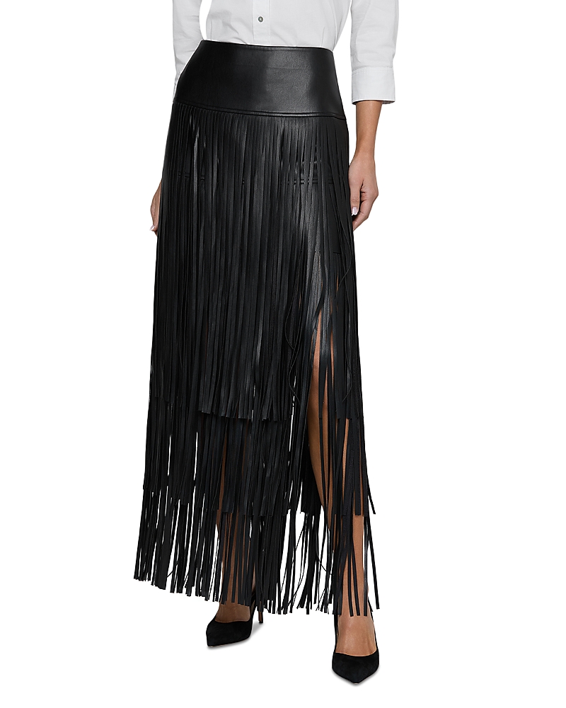 Karoline Maxi Fringe Faux Leather Skirt