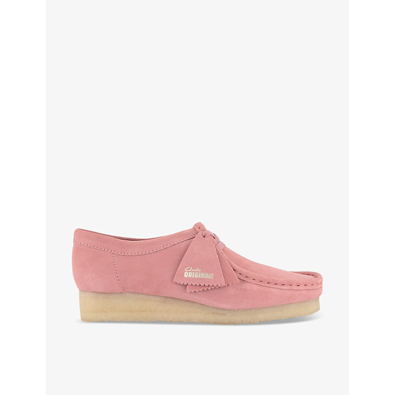 Womens Blush Pink Suede Wallabee Logo-tag Suede Shoes