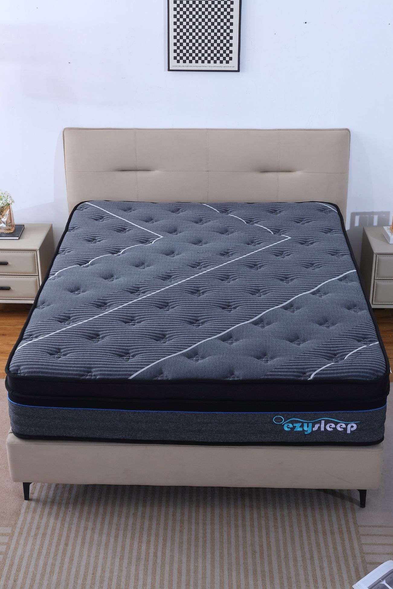 Ezysleep Unisex Graphite Spring Foam Mattress in Grey | : Small Double