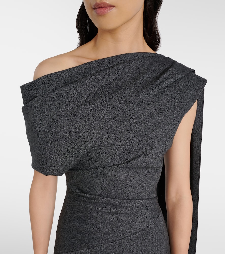 Maite herringbone draped midi dress