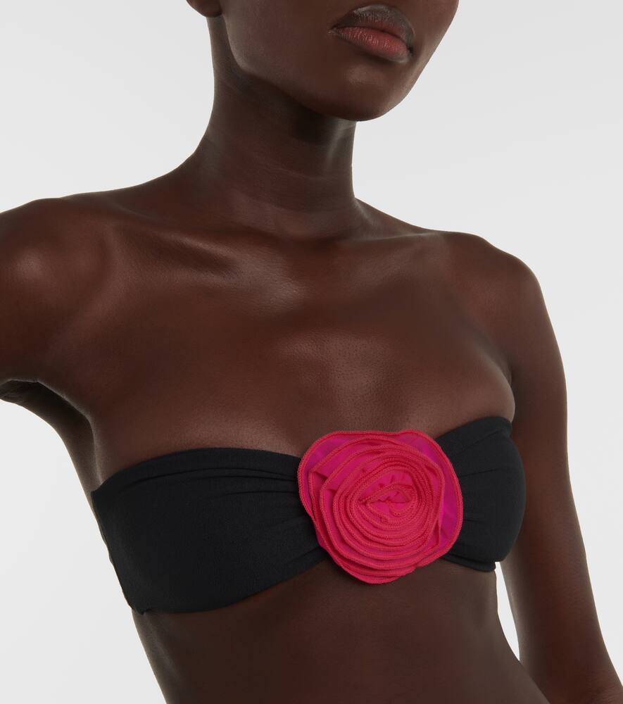 Rose applique bandeau bikini top