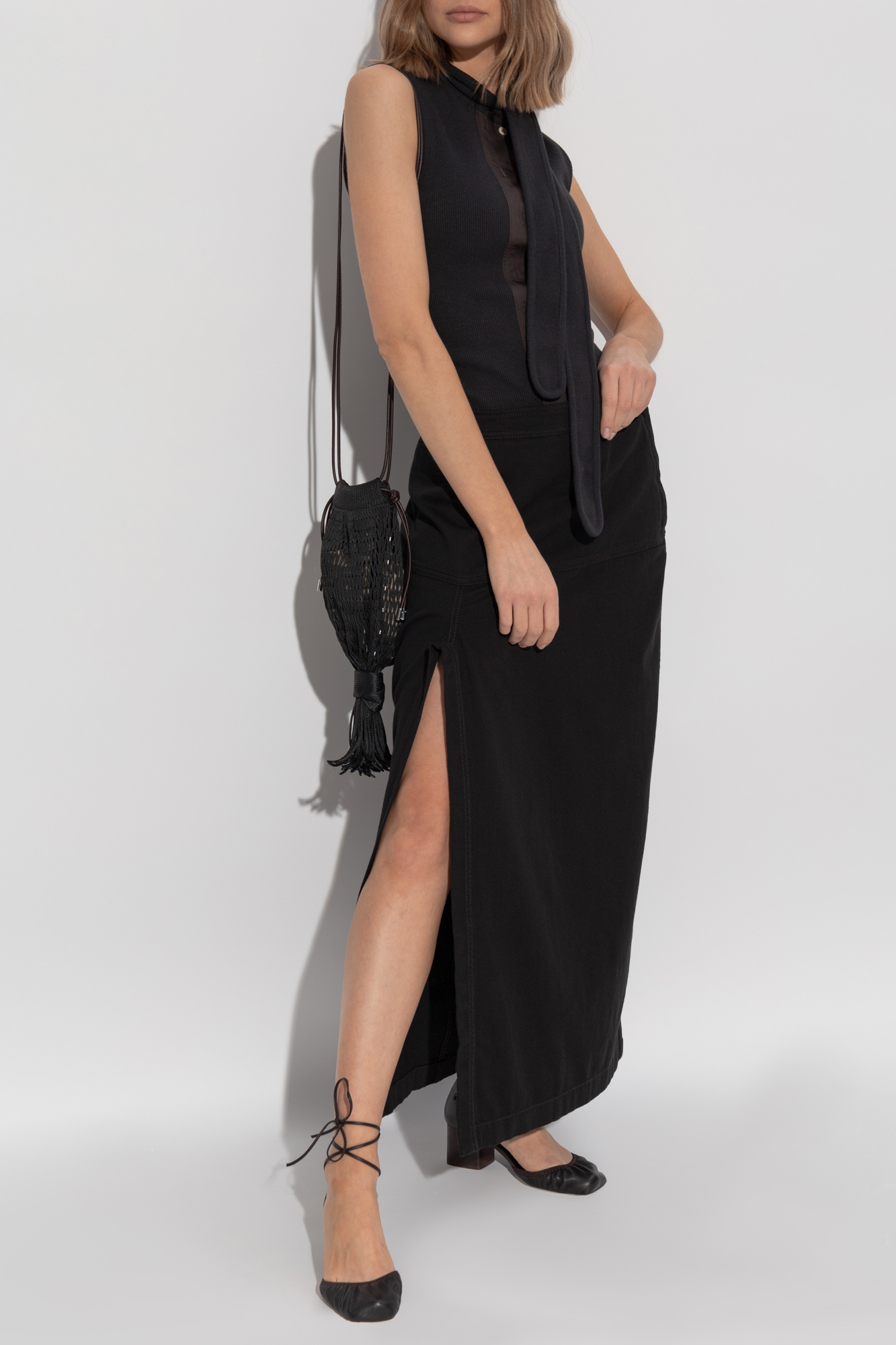 Skirt With Slit, Women's, Black