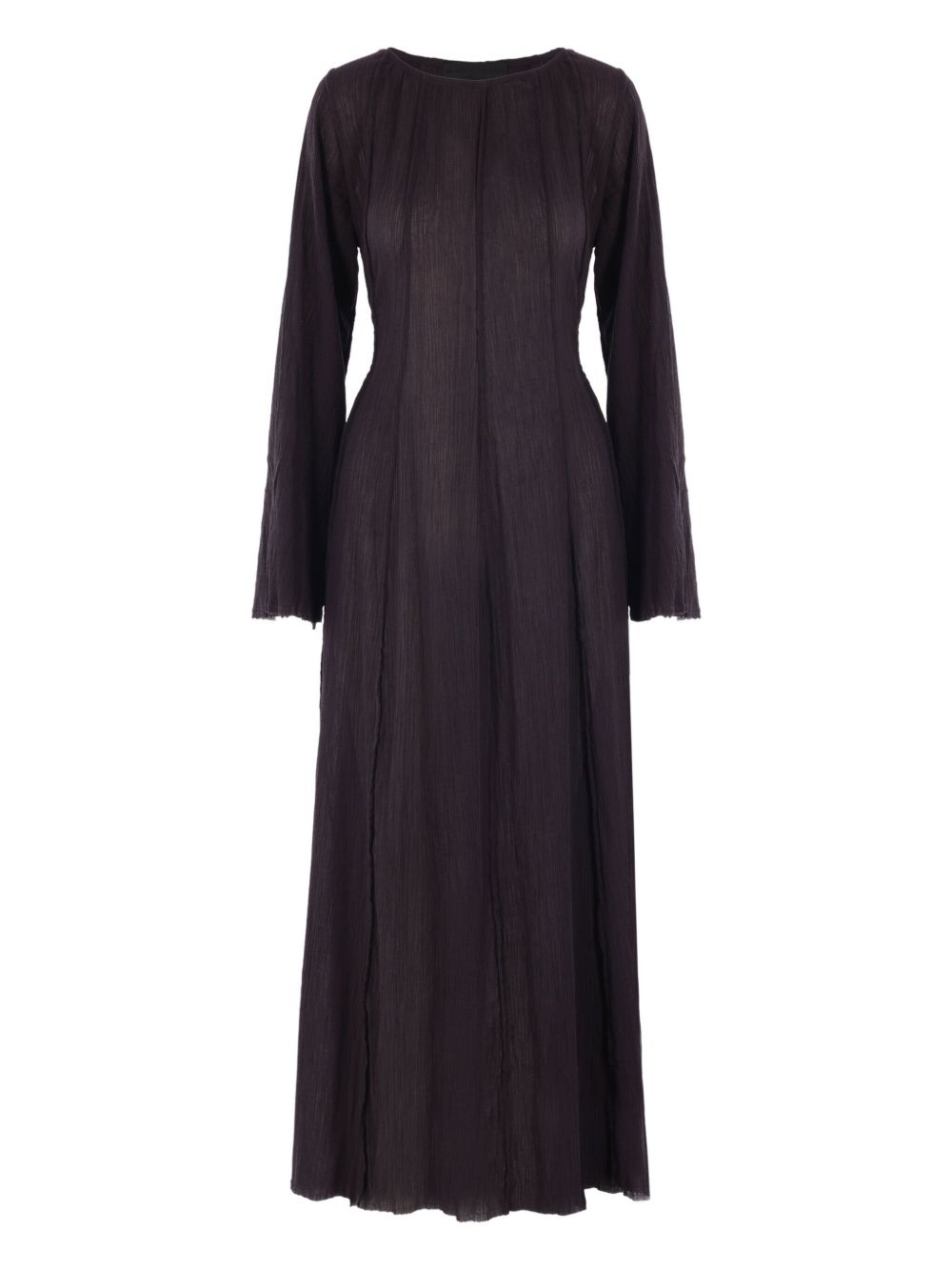 Pleated long-sleeve dress - Black