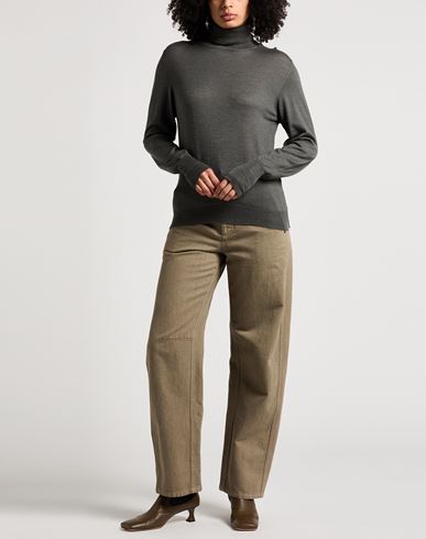 Woman Turtleneck Military green Size S Merino Wool, Silk, Cashmere