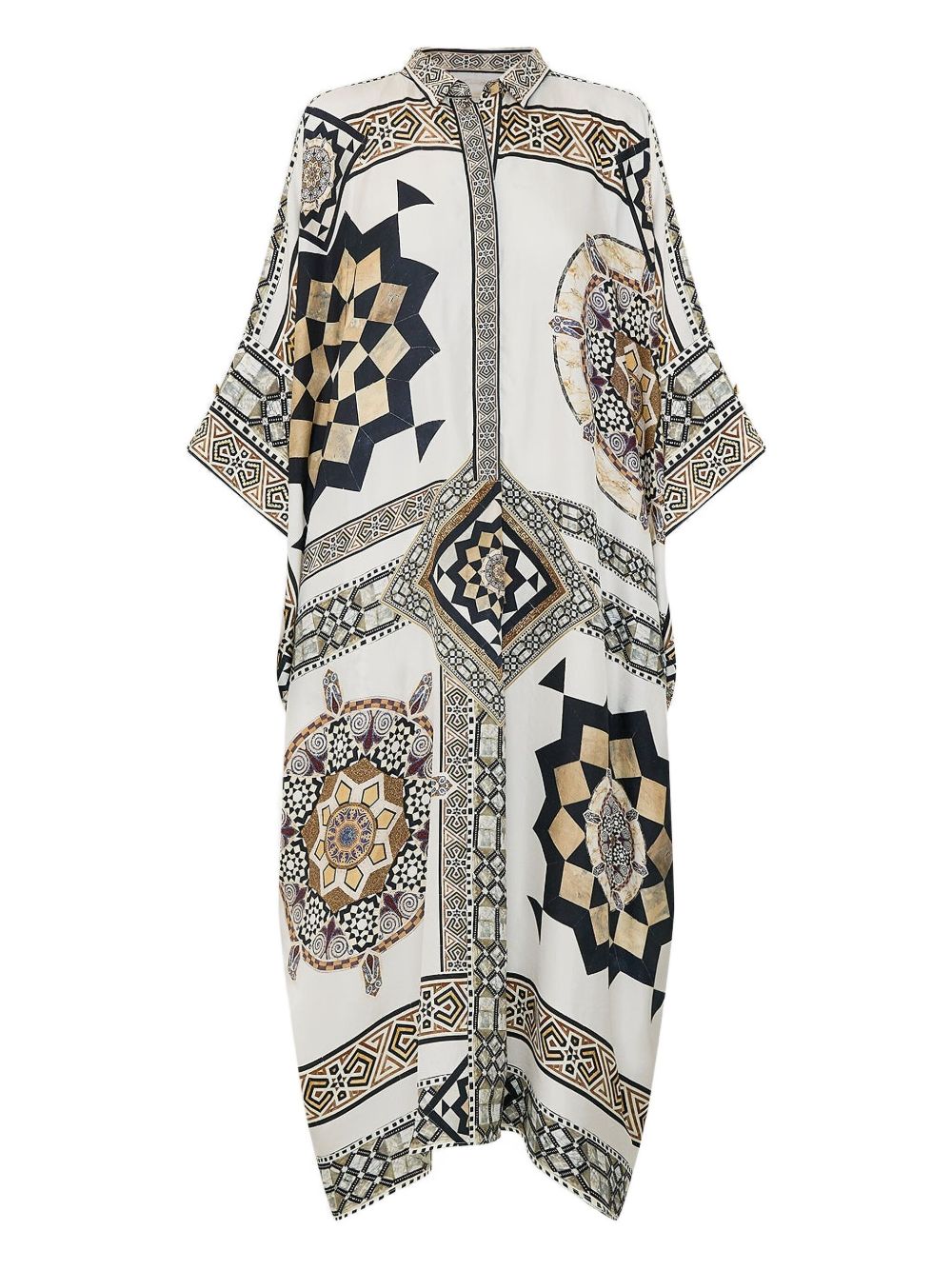 Tile Style-print kaftan dress - White