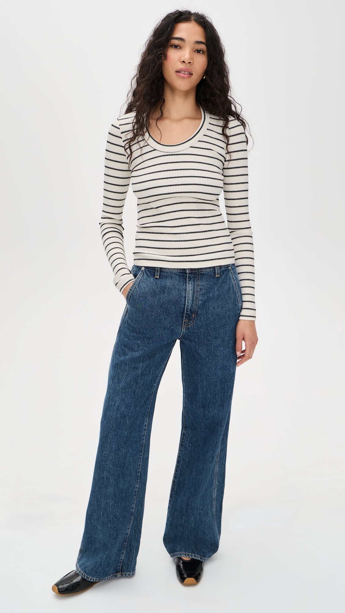 Joanna Long Sleeve Tee Natural/Black