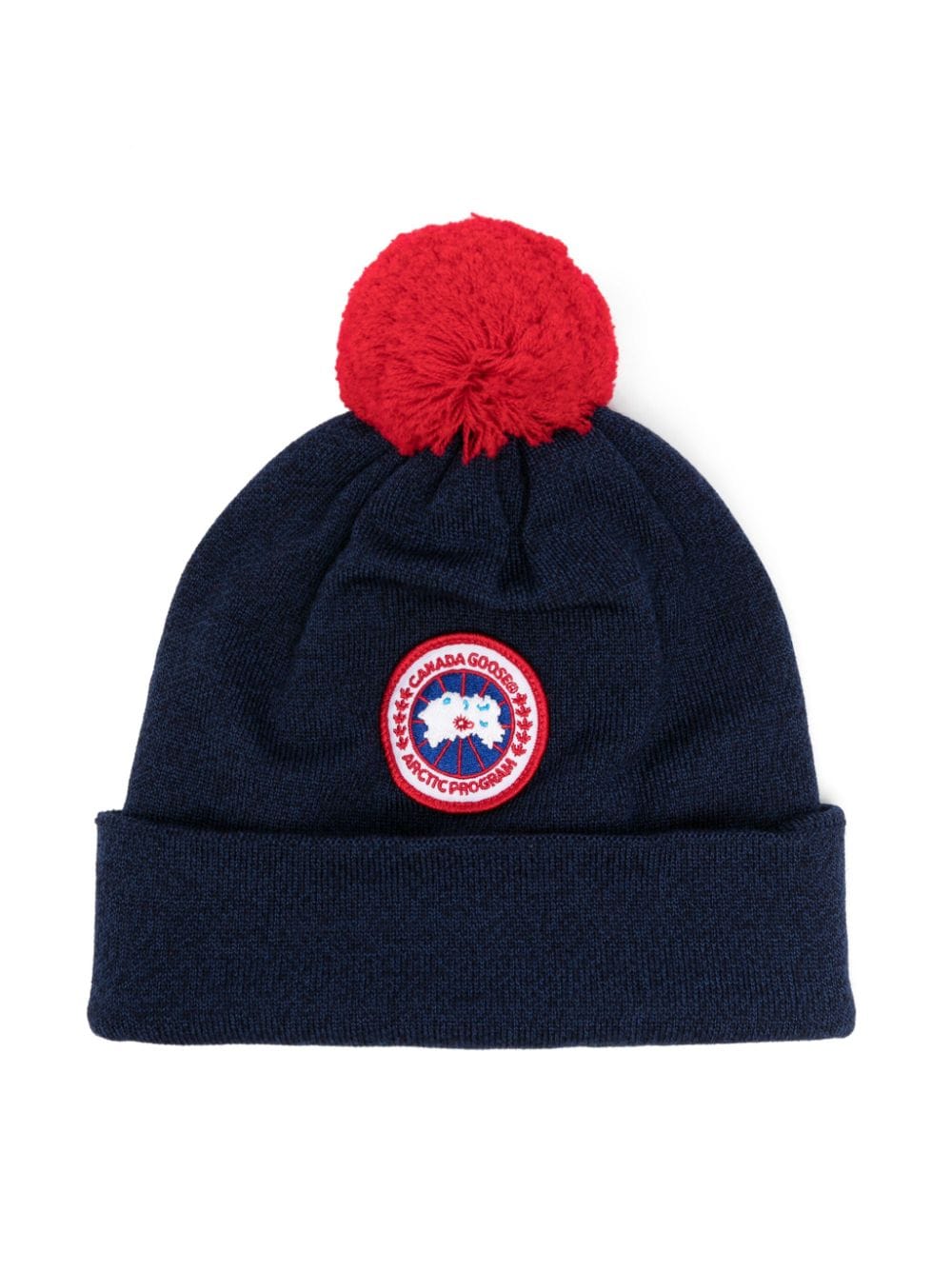 Logo-patch wool beanie - Blue