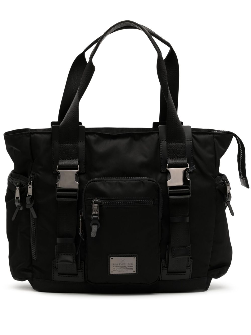 Multiple zip-fastening pockets tote bag - Black
