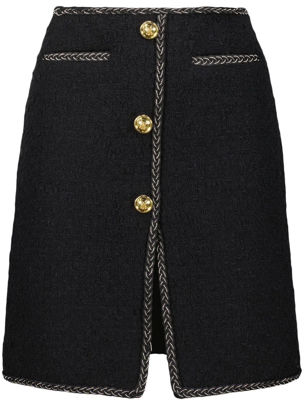 High-waisted tweed mini skirt - Black