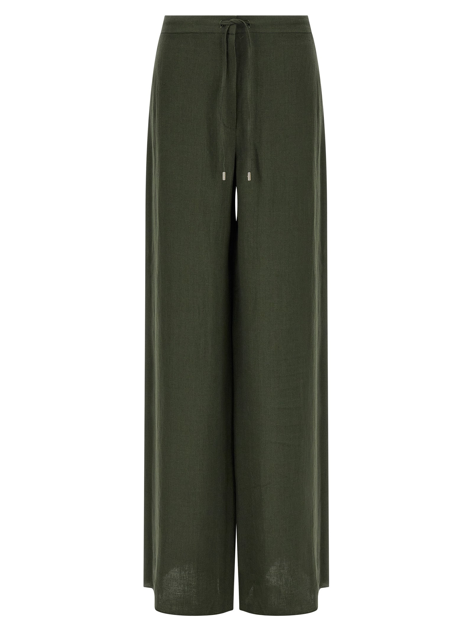 Linen Drawstring Trousers — Green