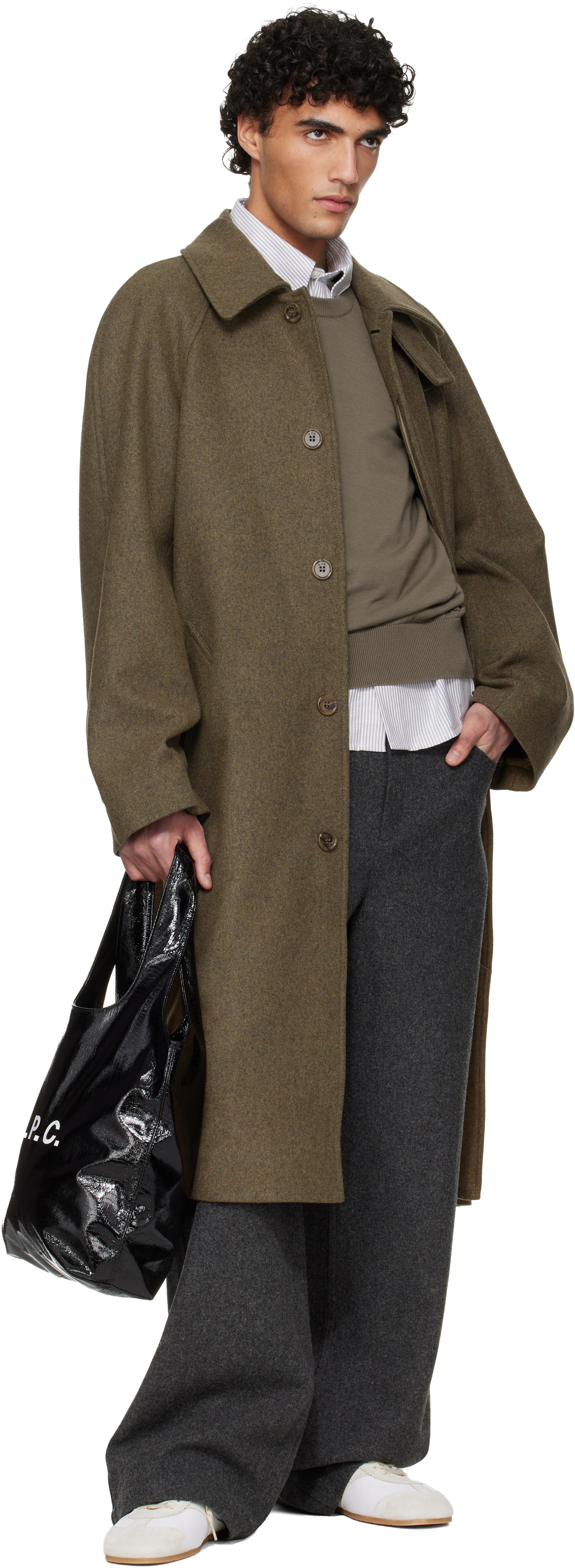 Khaki Raglan Sleeve Coat