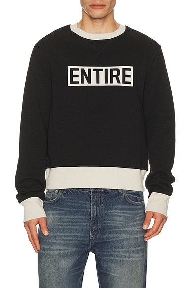 Entire Studios Contro Crew Sweatshirt in Skunk - Black. M also in L, S, XL/1X