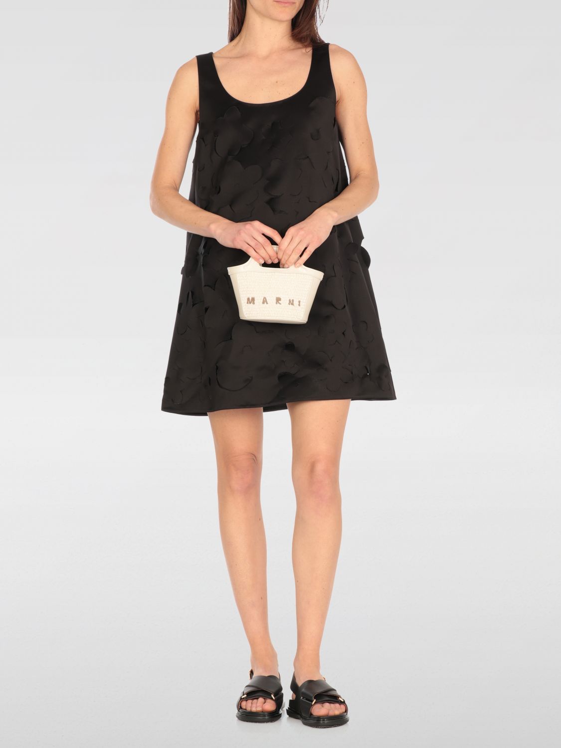 Textured-finish mini dress - Black