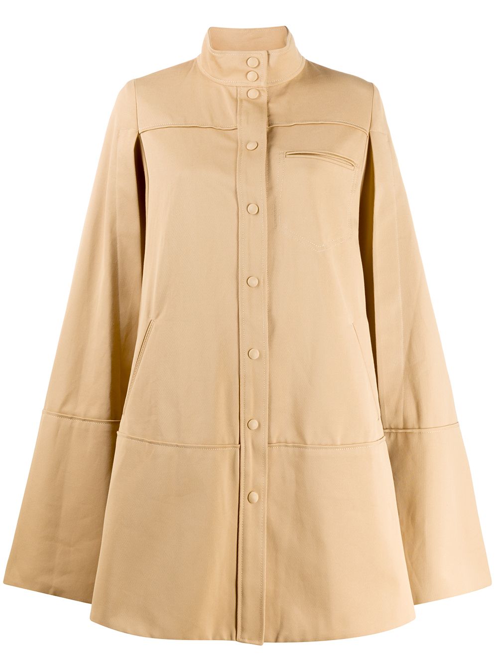 Cut-out sleeve flared coat - Blue