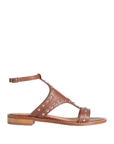 Woman Sandals Tan Size 7 Leather