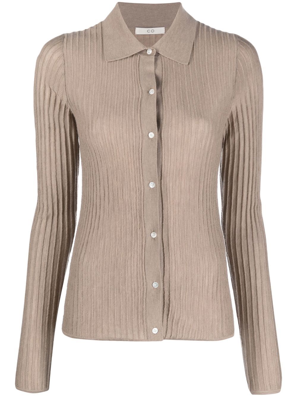 Ribbed-knit cashmere cardigan - Brown