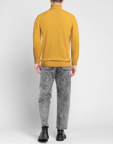 Man Turtleneck Marigold Size XL Cashmere, Merino Wool