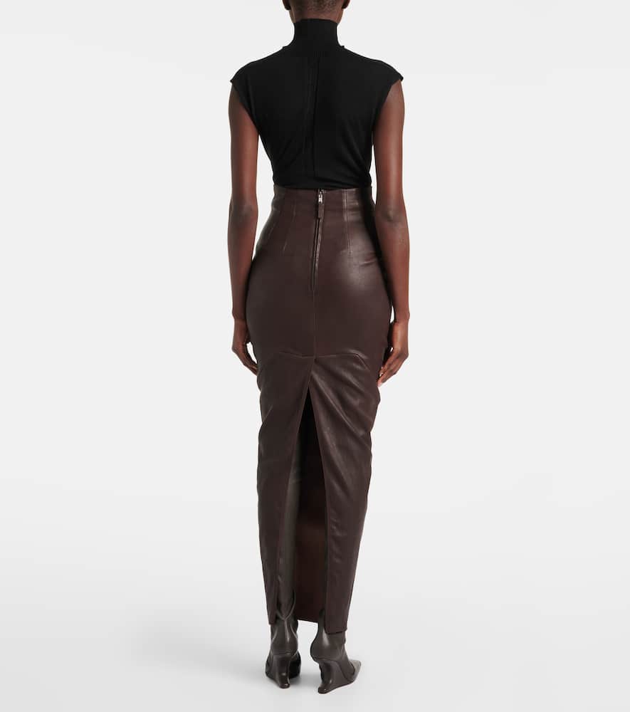 Dirt Pillar leather and cotton maxi skirt