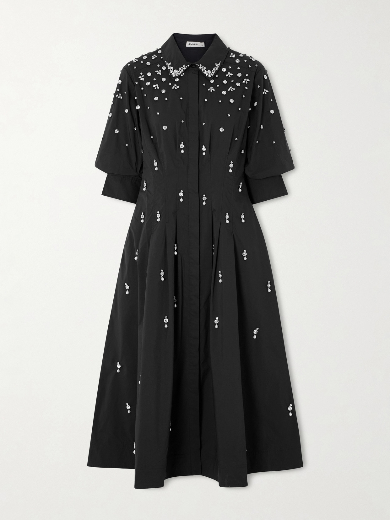 Jazz Embellished Cotton-blend Poplin Shirt Dress - Black