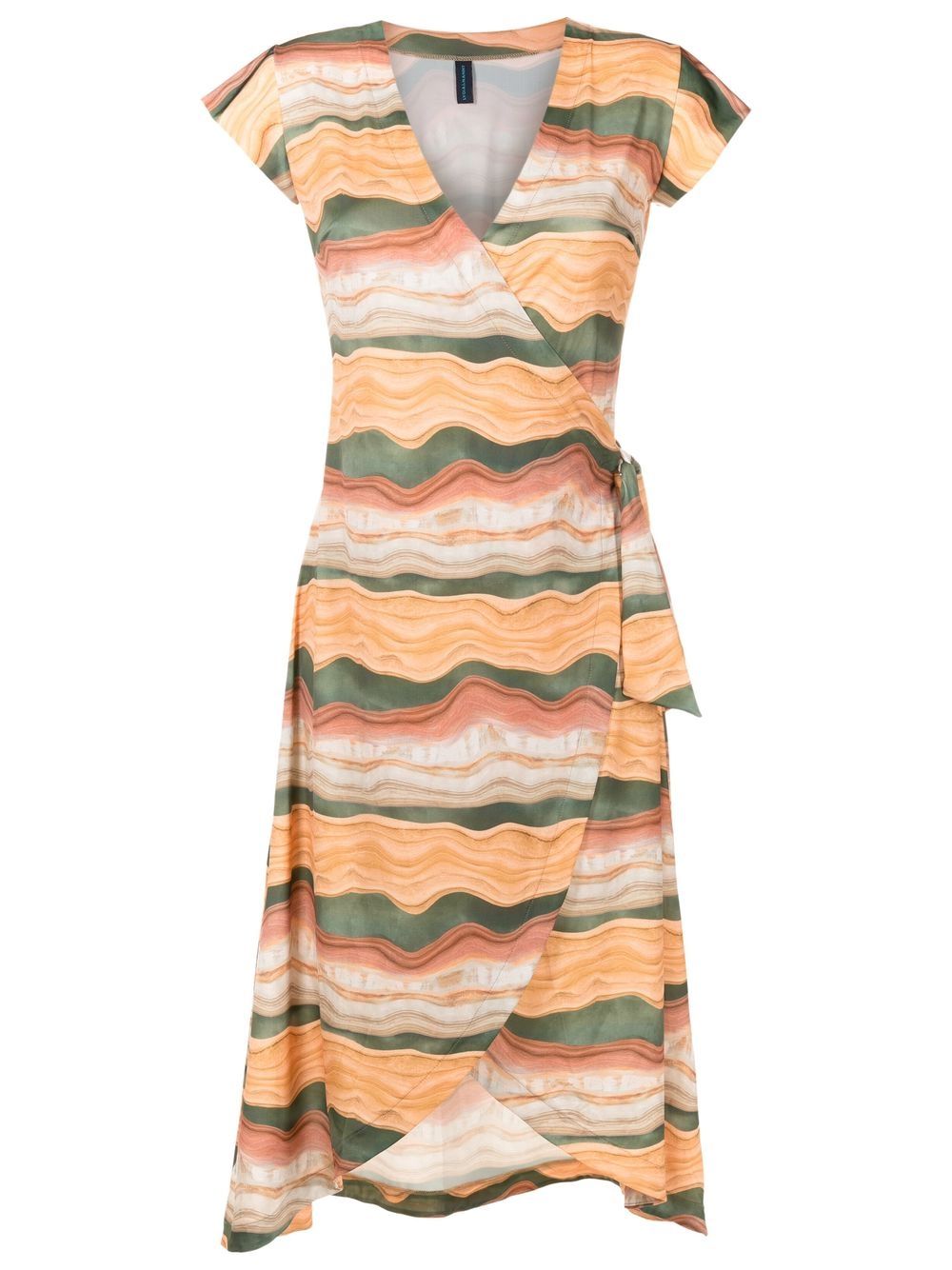 V-neck wrap midi dress - Brown