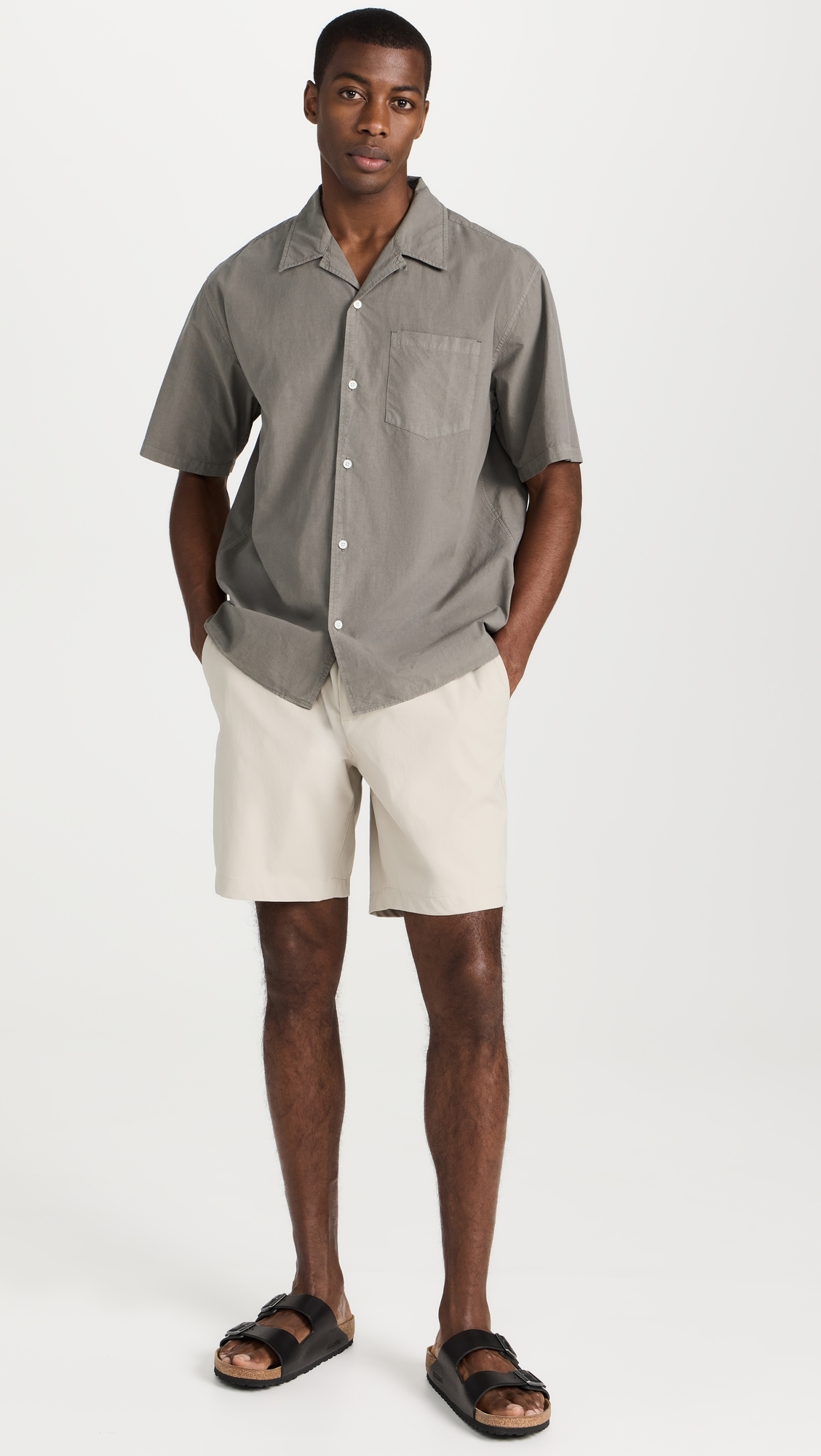 Carsten Cotton Tencel Shirt Mid Khaki