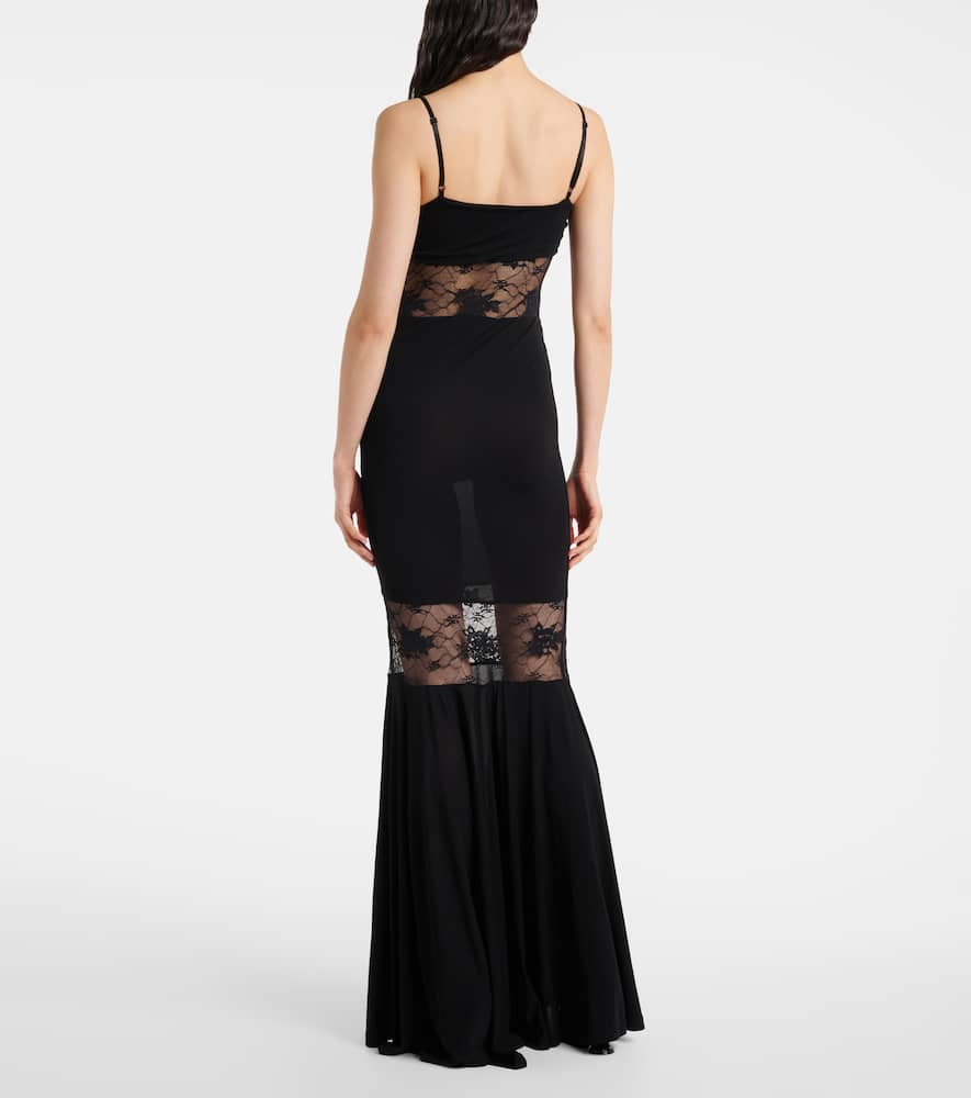 Paneled lace gown