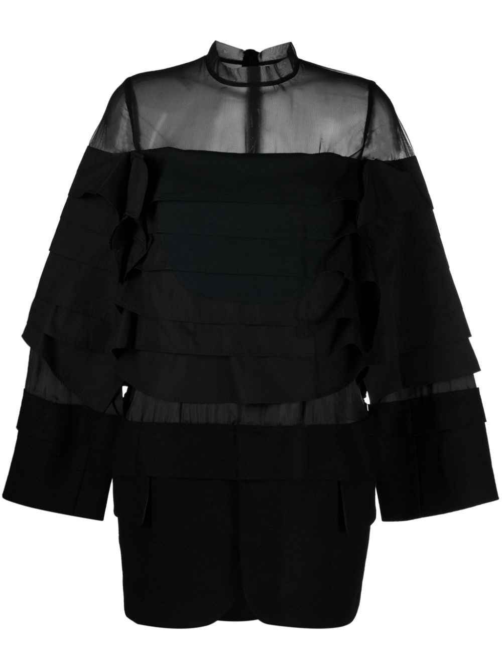Layered-effect panelled minidress - Black