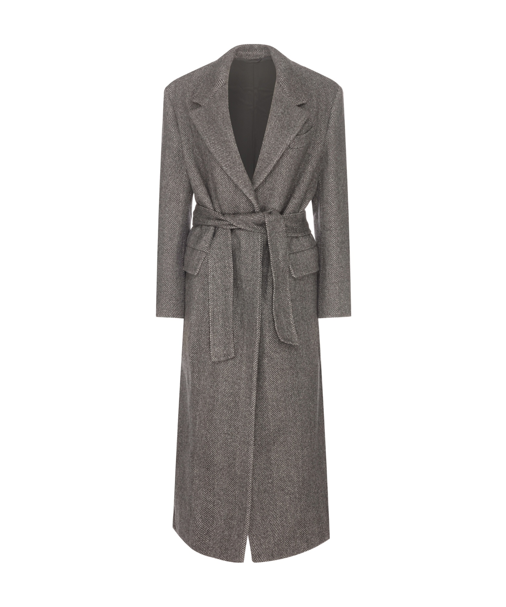 Monili chain-embellished chevron coat