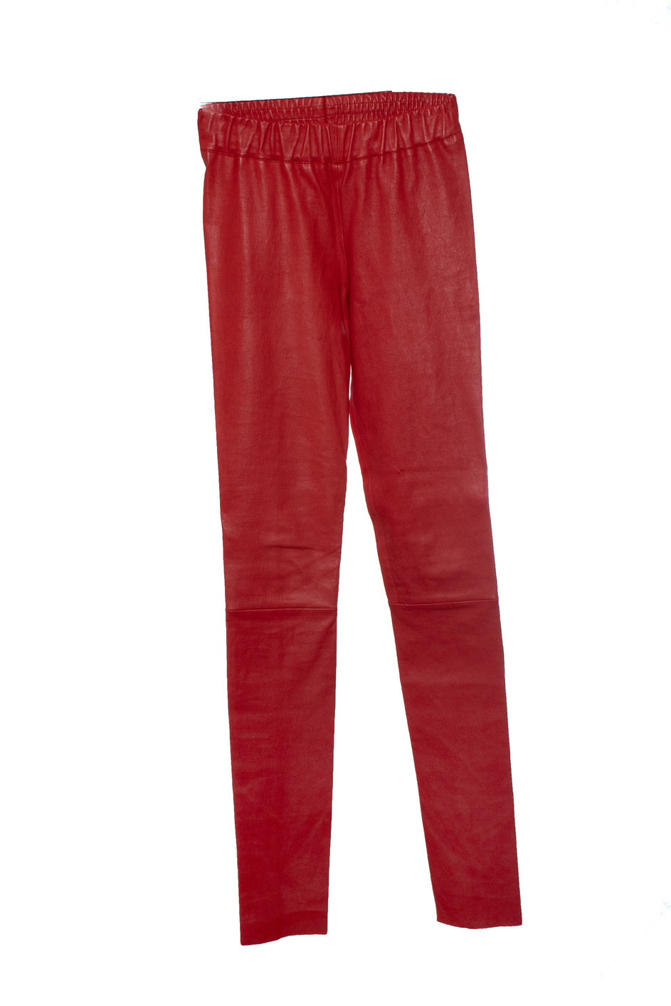 , red leather leggings