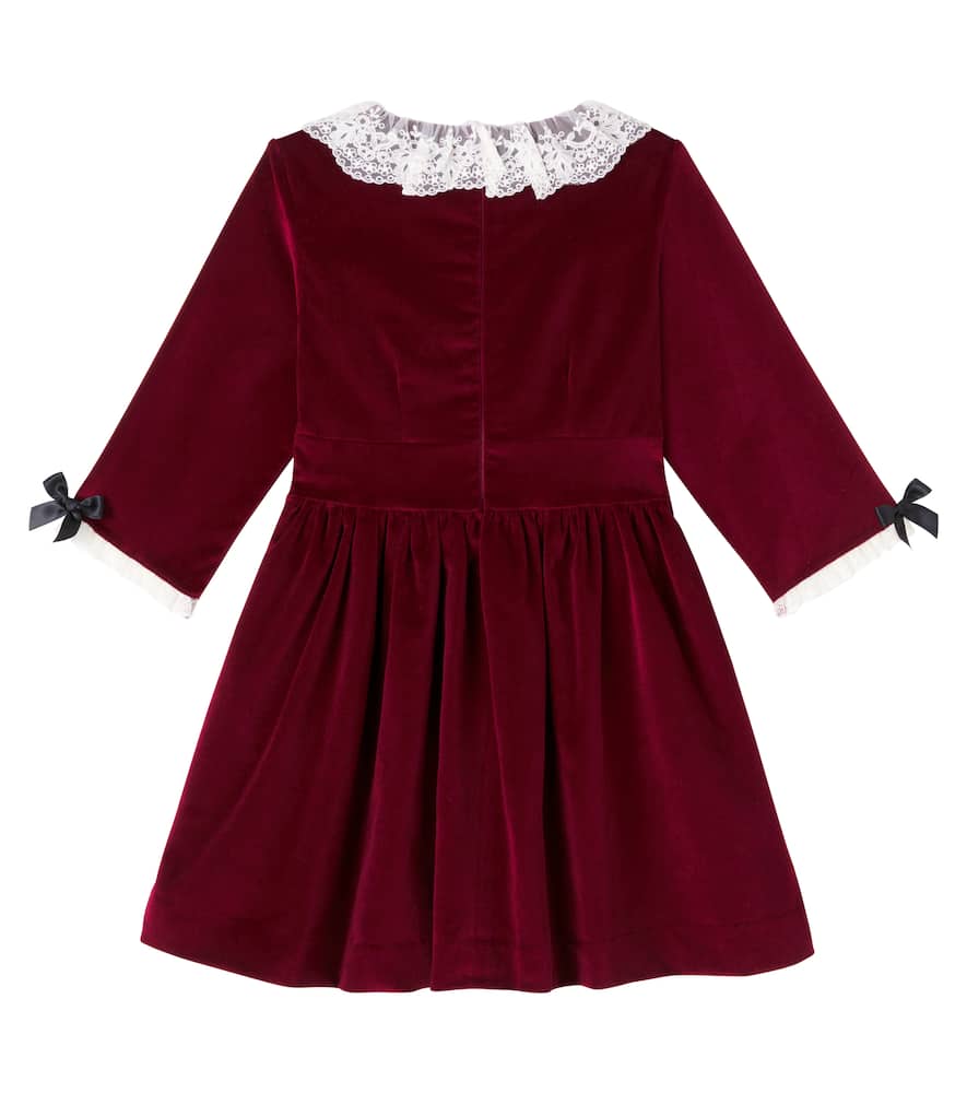 Eva lace-trimmed cotton velvet dress