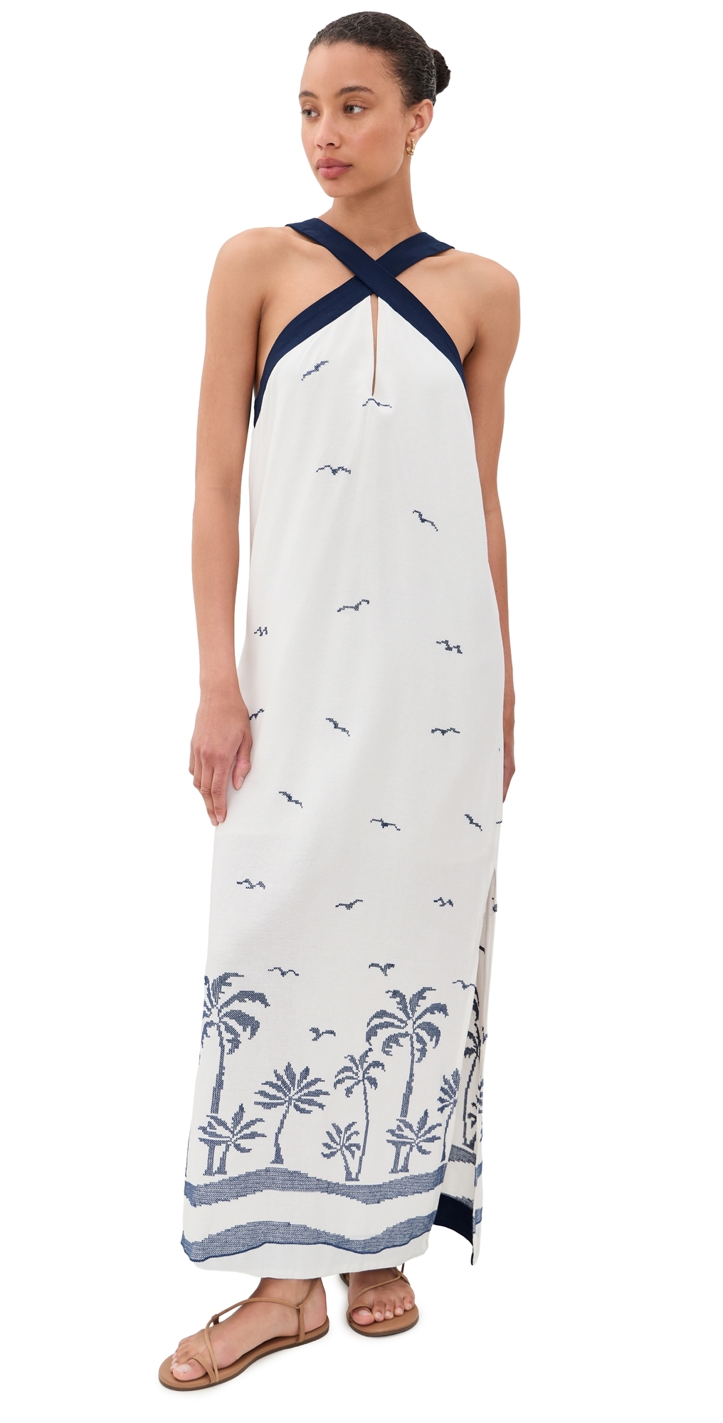 Nautical Embroidered Maxi Dress Off-White Nautical