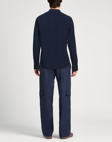 Natural Feeling Man Shirt Midnight blue Size 3XL Linen, Cotton