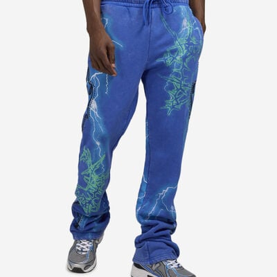 Men's Paradise Stacked Fleece Pants in Blue