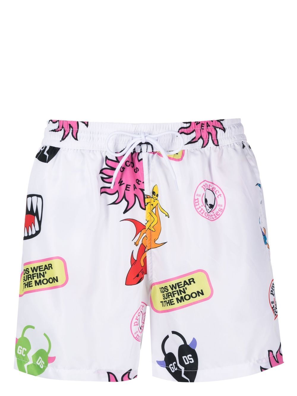Graphic-print swim shorts - White