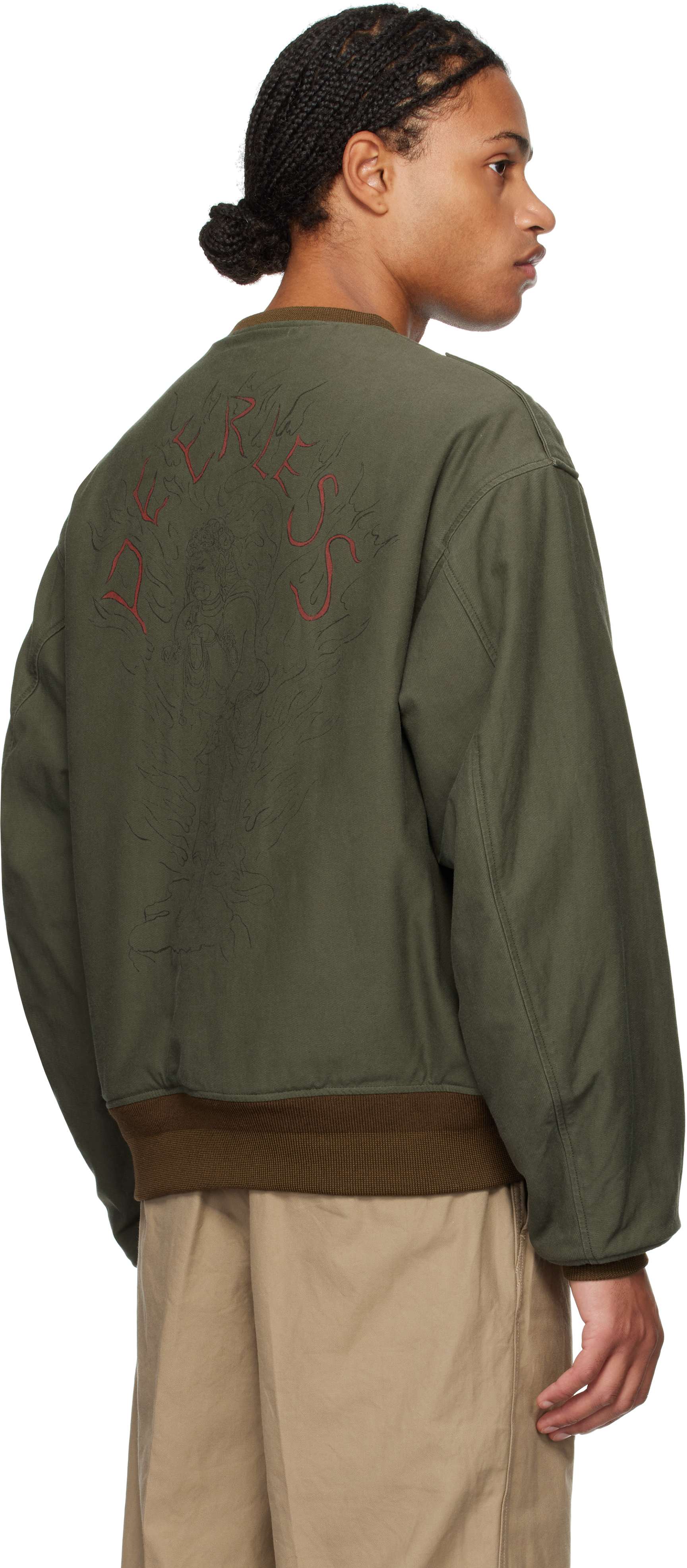 Visvim Khaki & Brown Gunner Acala Reversible Bomber Jacket
