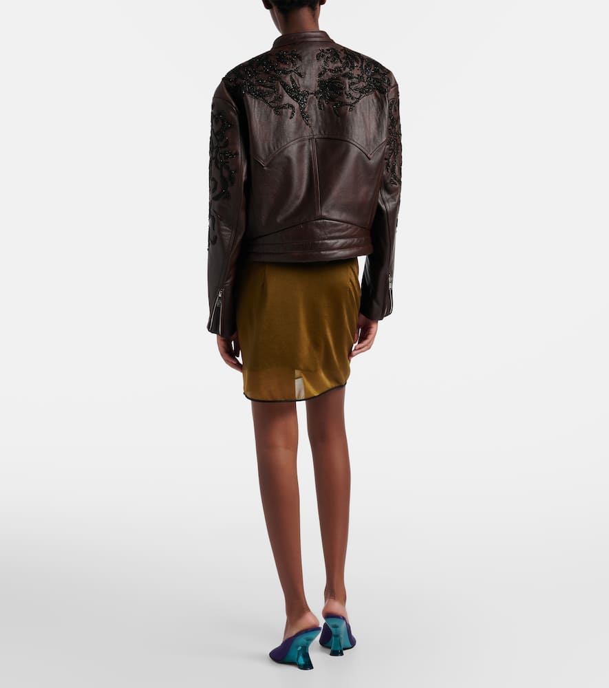 Beaded floral miniskirt