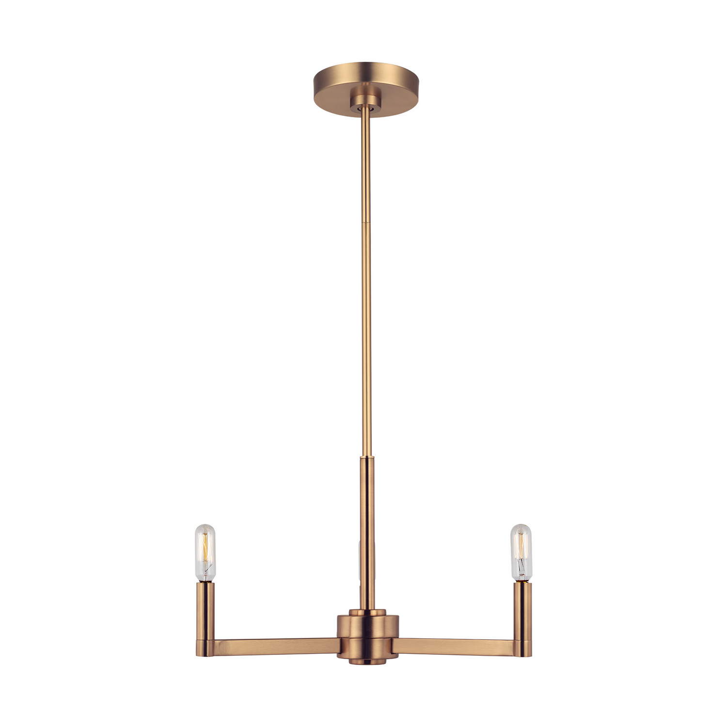 Satin Brass Three Light Chandelier from the Fullton Collection