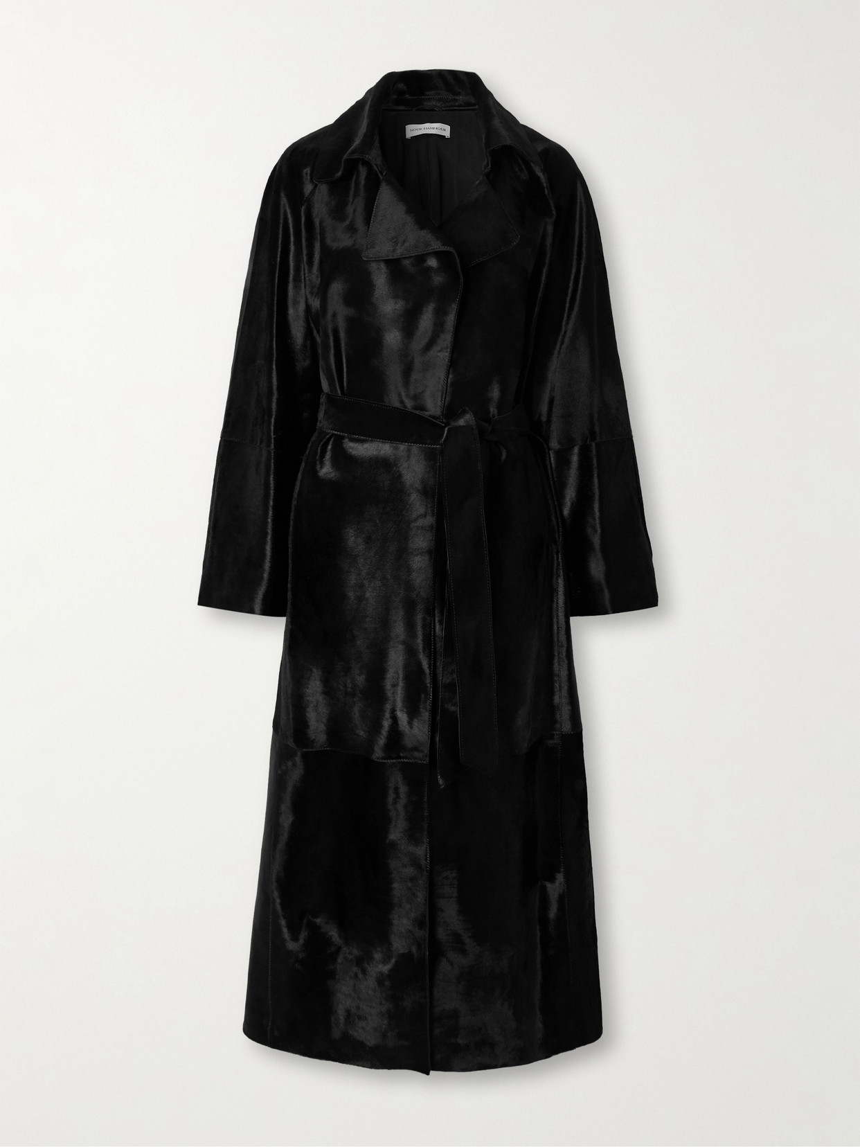 Althea Belted Cow Hair Coat - Black