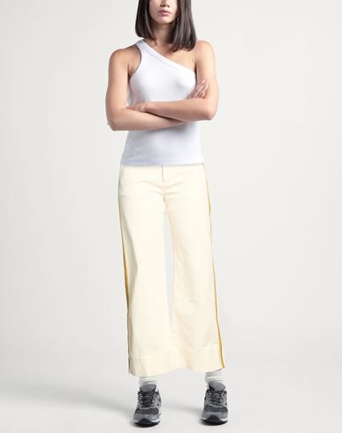 Woman Pants Ivory Size 10 Cotton, Elastane